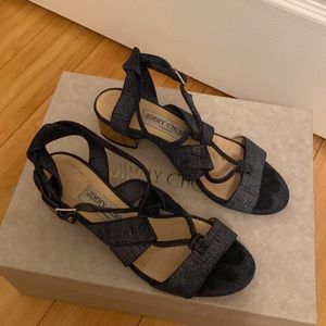 Jimmy Choo indigo blue denim sandals in 35.5/5.5